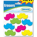 Neon Mustache Topper Erasers